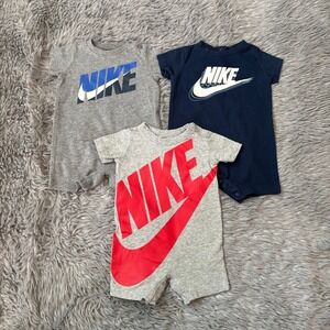 Nike Short Sleeve Romper Bundle Cotton Baby 3 Months Gray Navy Summer
